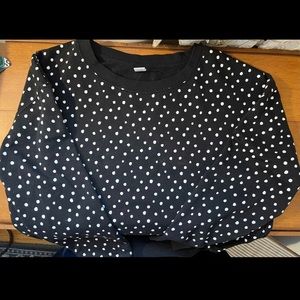 Adorable black and white polka dot long sleeve sweatshirt